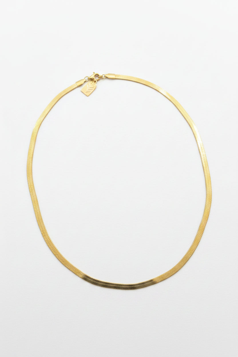 flat gold herringbone 4mm necklace